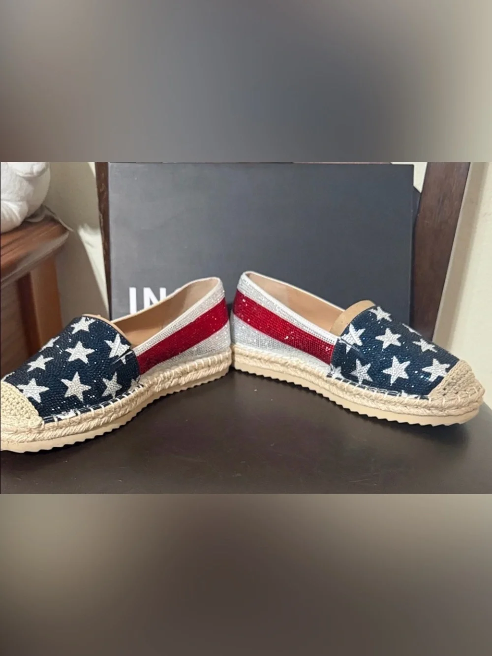 INC International Concepts Navy, Red & White Star Espadrille Slip-On